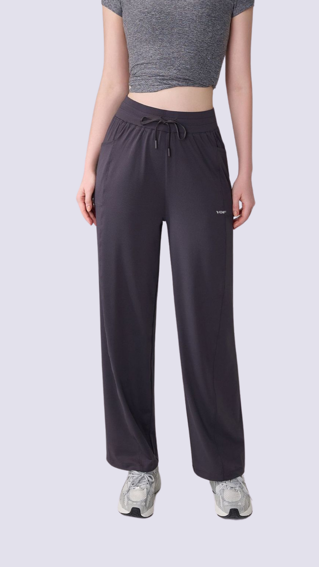 Air-Cool Drawstring High Waist Wide Leg Pants with Pockets