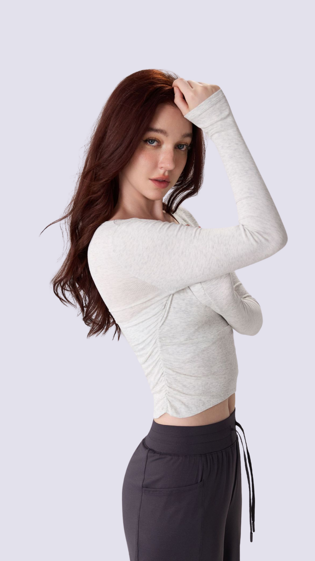 SoftFold Classic Round Neck Long Sleeve Top With Side Fold