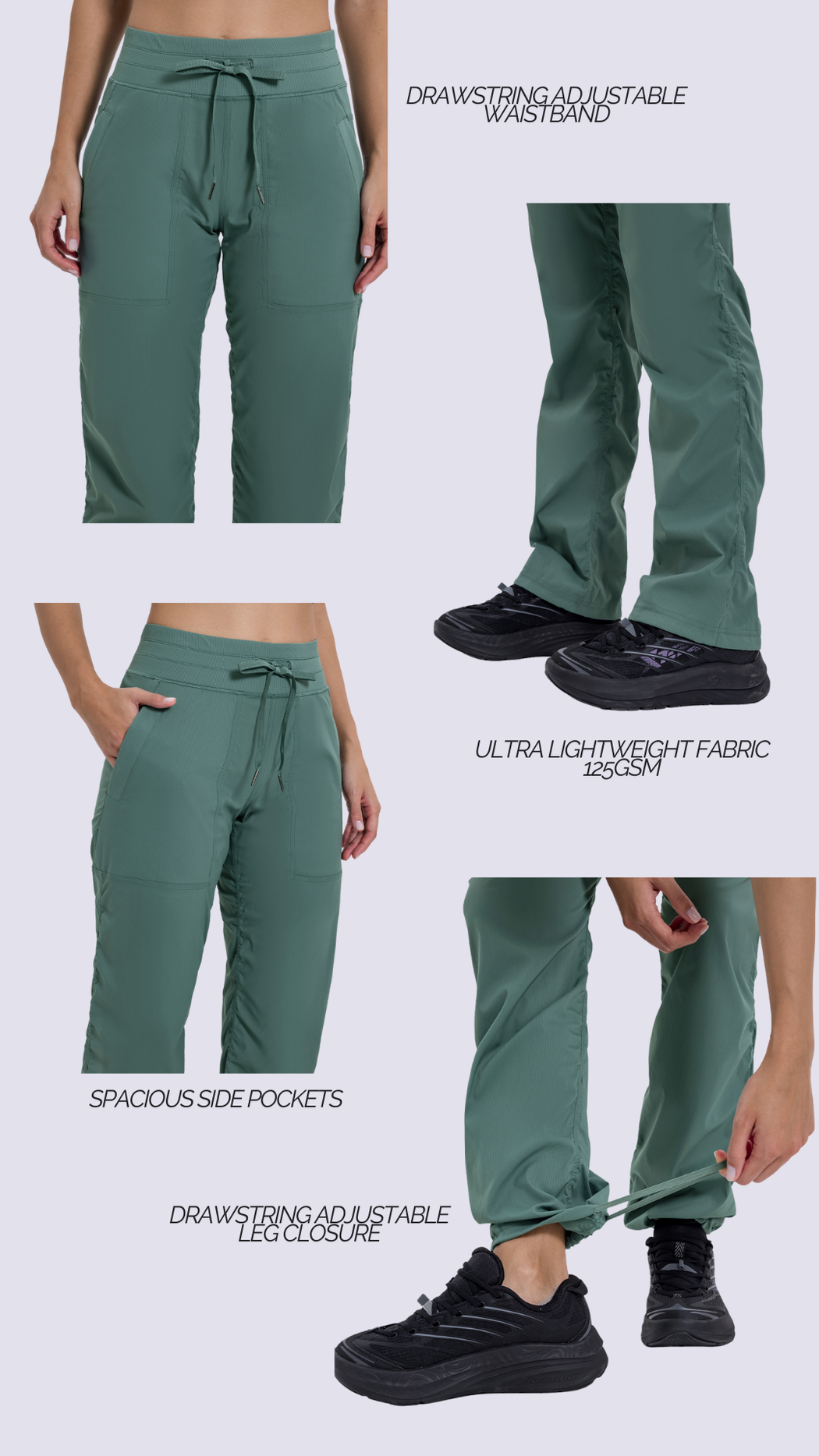 Ultra-Lightweight Drawstring Leg Closure Pant With Pockets (125gsm)