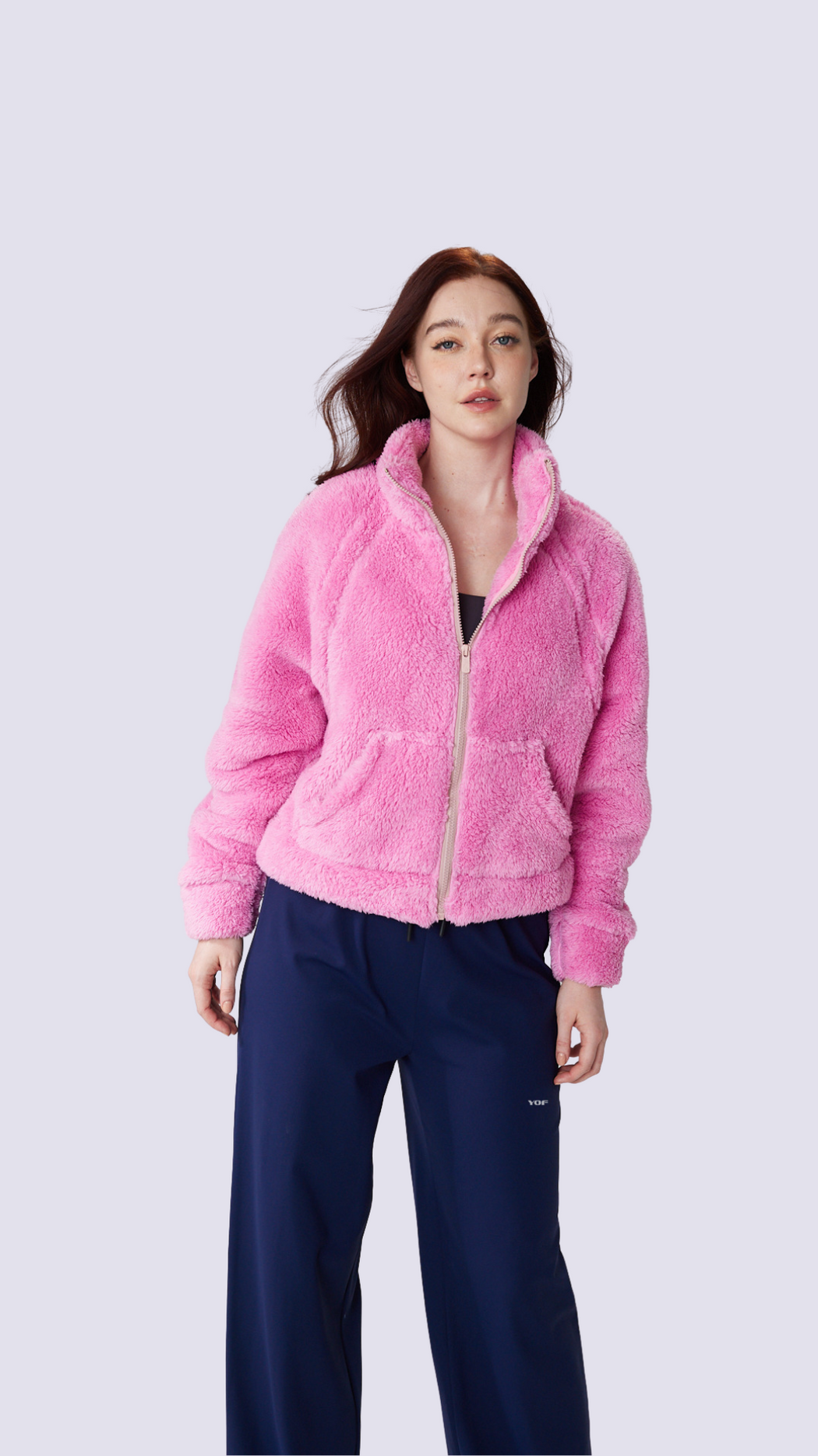 Grace Plush Teddy Zip-Up Jacket with Front Pockets