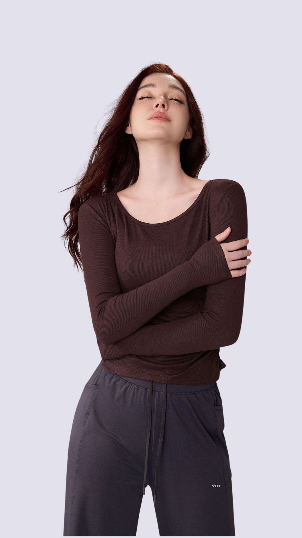 SoftFold Classic Round Neck Long Sleeve Top With Side Fold