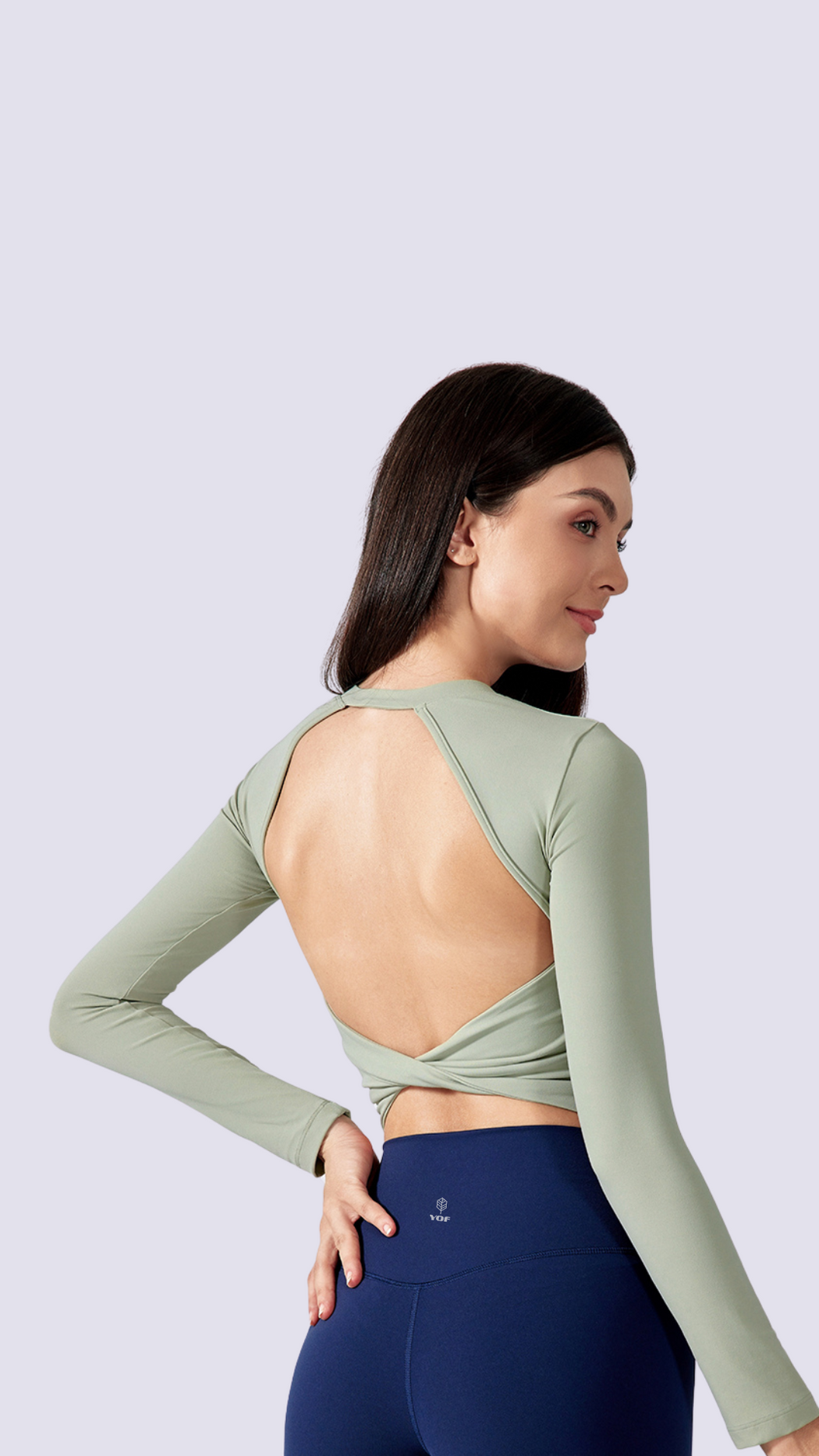 Om Featherlight Twist Back Crop Top With Fixed Built In Padding