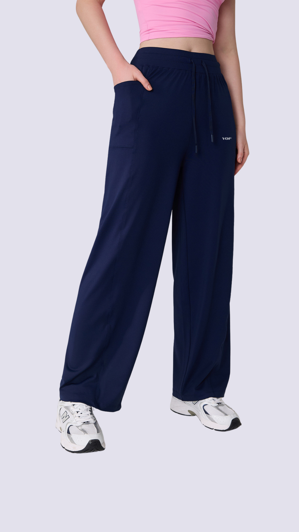 Air-Cool Drawstring High Waist Wide Leg Pants with Pockets