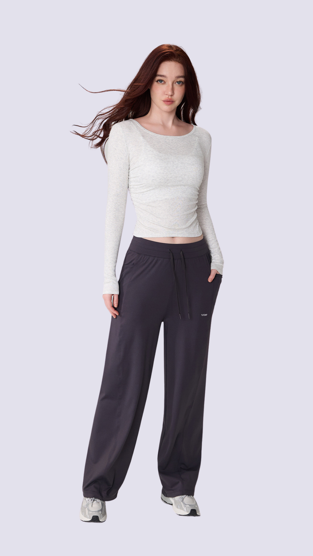 SoftFold Classic Round Neck Long Sleeve Top With Side Fold