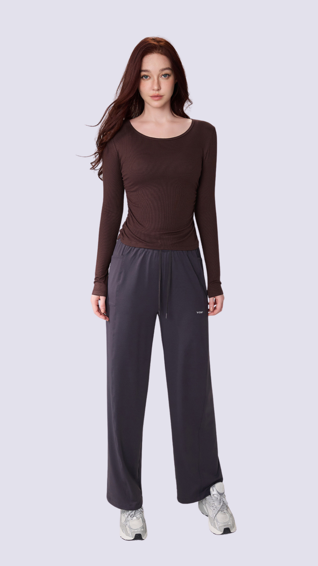 SoftFold Classic Round Neck Long Sleeve Top With Side Fold