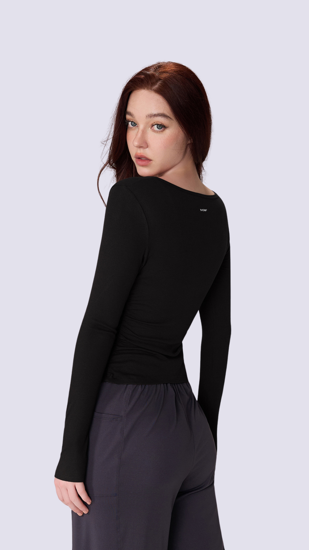 SoftFold Classic Round Neck Long Sleeve Top With Side Fold