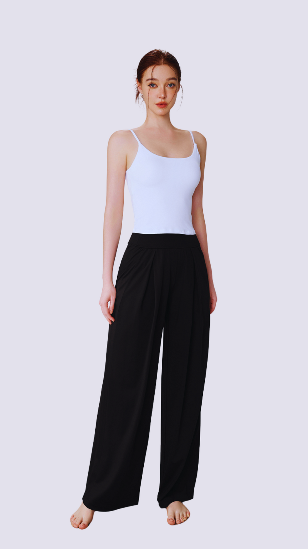 Elegance High Waist Fold Front Wide Leg Pants