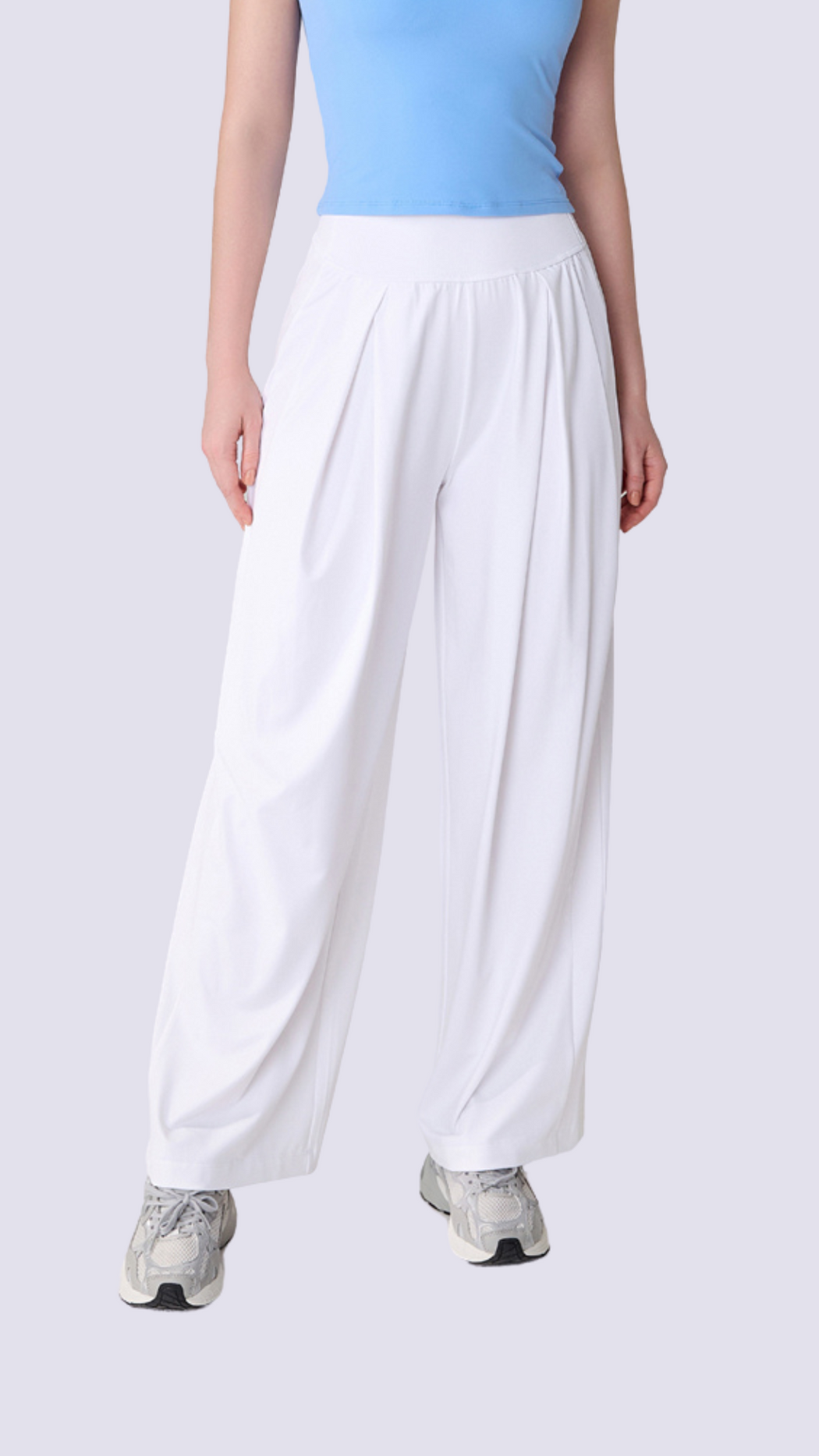 Elegance High Waist Fold Front Wide Leg Pants